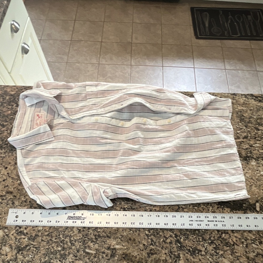 American Eagle Mens XXL Striped Short Sleeve Point Collar Button-Up Pockets - Picture 7 of 7